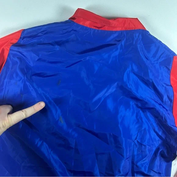 Retro 90's Pony Windbreaker Jacket Red White Blue Medium Men’s Pony Full Zip - Picture 8 of 10